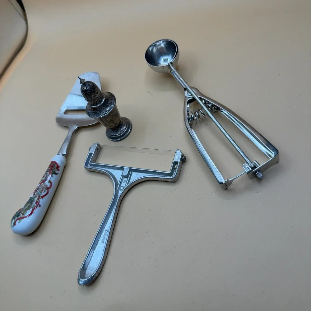 Vintage lot metalware, Antique Salt Shaker  Re-Enforced Antique Single